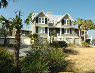 Coastal Florida home with storm shutters